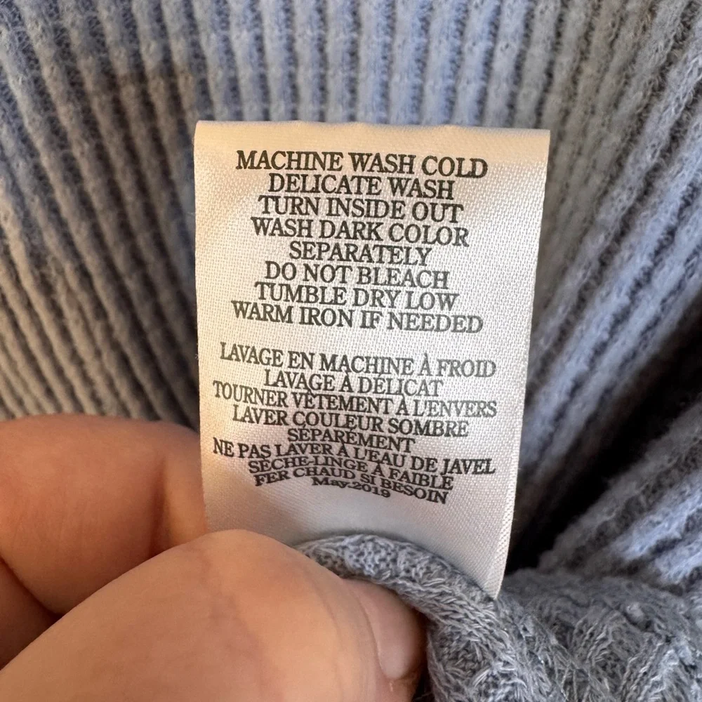 Z Supply Light Blue Tie-Front Waffle Knit Top - Picture 6 of 6